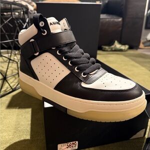 AMIRI 🔥 CALF SKIN 🔥 White/Black High-Top Sneakers